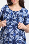 Coucou Maternity Woven Full Length Nightdress With Front Zipper And Discreet Feeding - Classic Blue — thumbnail 5